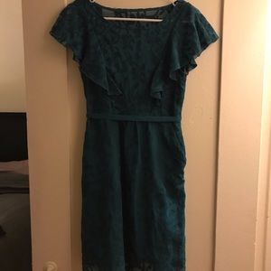Teal cocktail dress from Anthropologie